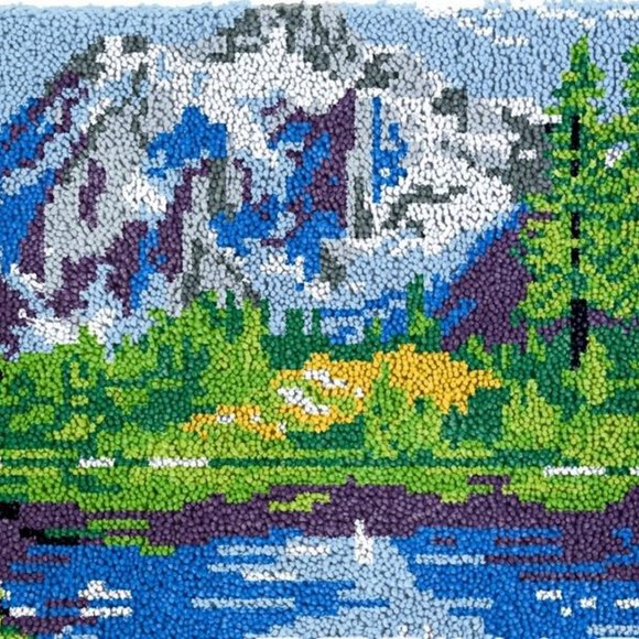 Rug Making Latch Hooking Kit |Serenity Lake (52x38cm print canvas) - Picture 1 of 7